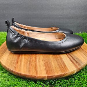 Fitflop Womens Allegro Leather Ballerina Flat Shoes Elastic Heel Black Size 8.5